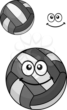 Two volleyball balls, one with a happy smiling face and the other plain with a separate smile design element isolated on white