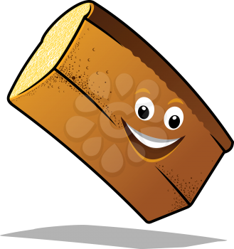 Bouncing happy loaf of fresh white bread with a big smile and shadow in cartoon style