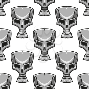Seamless background pattern of a stylized modern silver skull with a metallic effect