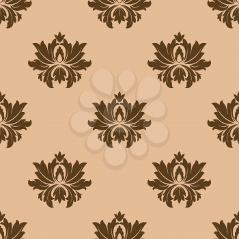 Beige seamless floral pattern background in damask style