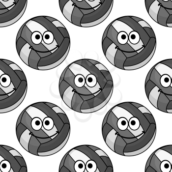 Seamless background pattern of a colorful volleyball with a happy smiling face in square format suitable for sporting wallpaper or fabric design