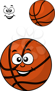 Isolated basketball ball in cartoon style with a happy face for sports design, isolated on white