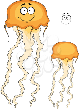 Cartoon jellyfish animal isolated on white for any marine or fairytale design
