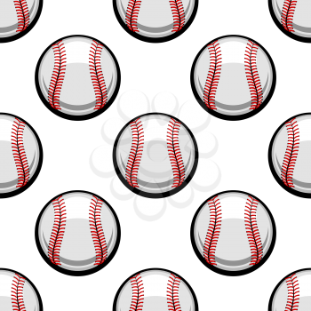Seamless background pattern of baseball balls with red stitching in square format for sporting design