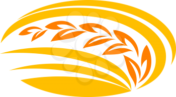 Wheat cereal symbol with yellow and orange ears,  suitable for food, agriculture and harvest design