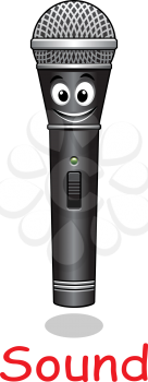 Cartoon smiling microphone character for audio and music equipment design