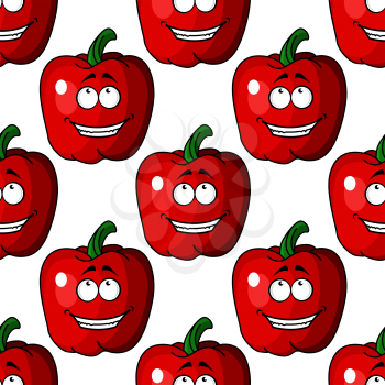 Cartoon pepper character seamless pattern for agriculture or fresh food design