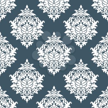 White and blue seamless floral background pattern for wallpaper or textile design