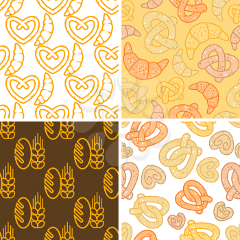 seamless attractive assorted bakery background pattern graphic design in different backgrounds.