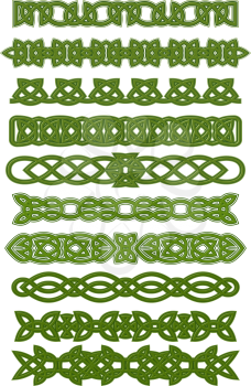 Green celtic patterns and ornaments for tattoo or ethnic decorations design