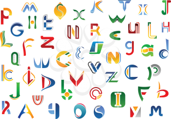 Full alphabet letters set for logo, emblem or symbol design