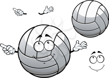 White leather volleyball ball cartoon character with funny face for sporting or team mascot design