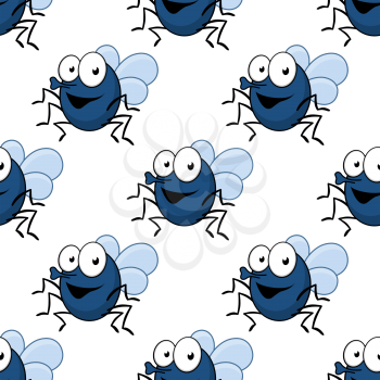 Seamless pattern with cartoon funny fly for any fairytale or child background