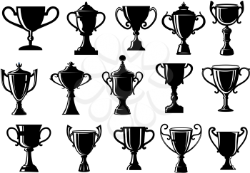 Sport and achievement trophy cups set for sporting, heraldic or triumph concept design