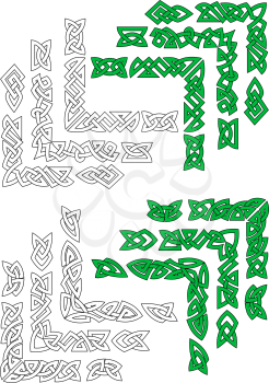 Green and outline celtic frame borders for design and ornate