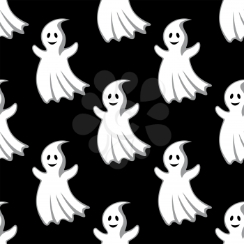 Cartoon uggly halloween ghosts and monsters seamless pattern for holiday background design