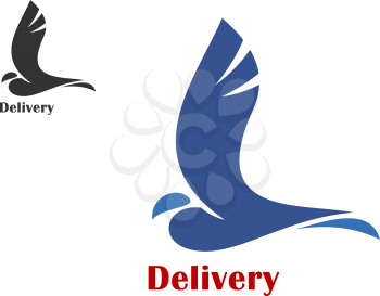 Fast delivery concept with a stylized silhouette of a flying bird in two color variations