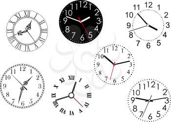 Set of isolated clock dials icons for time concept design