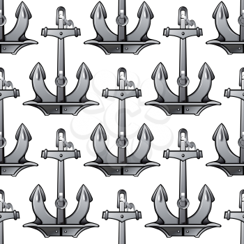 Stockless anchors seamless pattern on white background, for marine travel or adventure theme