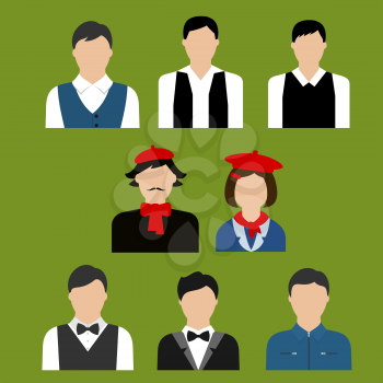 Flat avatars with men and woman of different art or culture professions such as artist, musician, designer, writer, actor and other