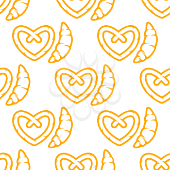 Croissant and pretzel seamless pattern for bakery shop or background design usage