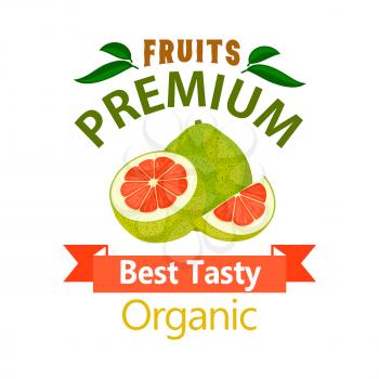Pomelo organic fruit poster. Vector icon for grocery, farm stores, packaging advertising, signboard, label, juice packaging