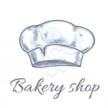 Baker hat icons for bakery shop emblem. Chef toque, kitchen cooking hat for restaurant design element, bakery signboard. Vector doodle sketch