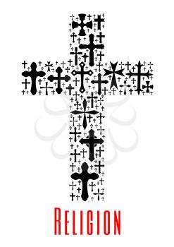 Christianity cross icon. Artistic vector isolated religion symbol of crucifix elements. Religious decoration emblem, design element for religious holidays, events