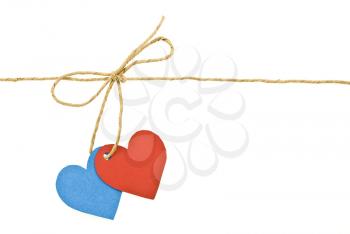 Royalty Free Photo of Red and Blue Gift Tags Heart