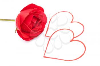 Royalty Free Photo of a Red Rose and Heart