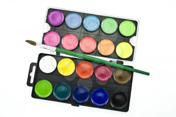 Watercolor paints set with brush