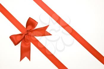 Royalty Free Photo of Red Ribbons With a Bow