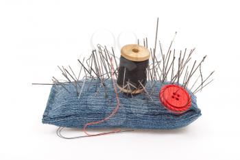 Pincushion with lot of needles 