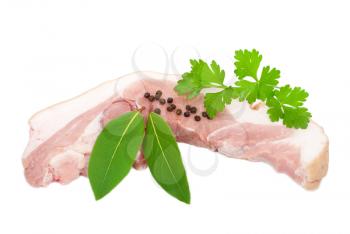 Raw pork with green vegetable 