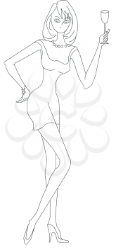 Royalty Free Clipart Image of a Girl With a Drink