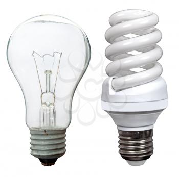 Incandescent and fluorescent energy saving light bulbs