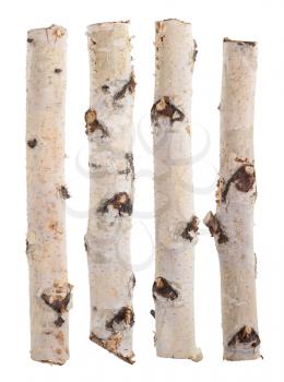 Birch logs isolated on white
