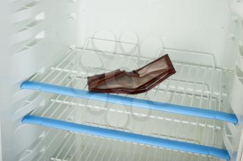 Empty wallet in the refrigerator