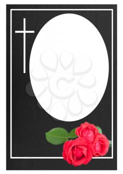 Funeral frame with red roses