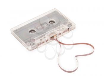 Audio cassette with magnetic tape in shape of heart 