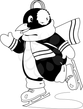 Royalty Free Clipart Image of a Skating Penguin