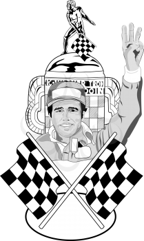 Royalty Free Clipart Image of a Winning Race Car Driver