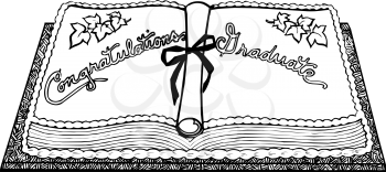 Royalty Free Clipart Image of a Graduation Cake