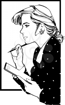Royalty Free Clipart Image of a Woman Talking Dictation
