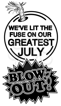 Royalty Free Clipart Image of a July Blowout Sale Promo