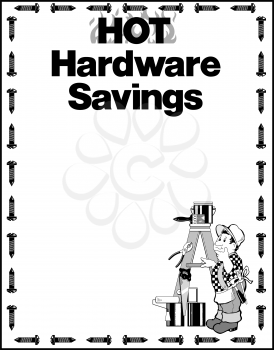 Royalty Free Clipart Image of a Hardware Saving Flyer
