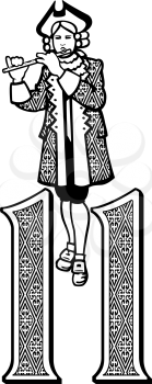 Royalty Free Clipart Image of One of the 11 Pipers Piping