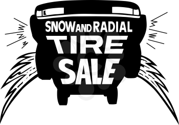 Royalty Free Clipart Image of a Tire Sale Promo
