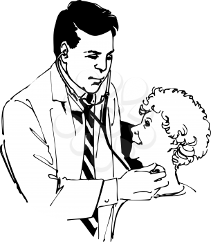 Royalty Free Clipart Image of a Doctor With a Patient