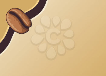 Royalty Free Clipart Image of a Coffee Bean on a Beige Background